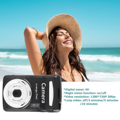 200W 30 Fps Digital Video Camera For Photography, 4X Zoom Mini Digital Camera With 2.4 Inch High Resolution Screen, Supports 1280 * 720P Video, Night Vision Function(Black) #TOP3