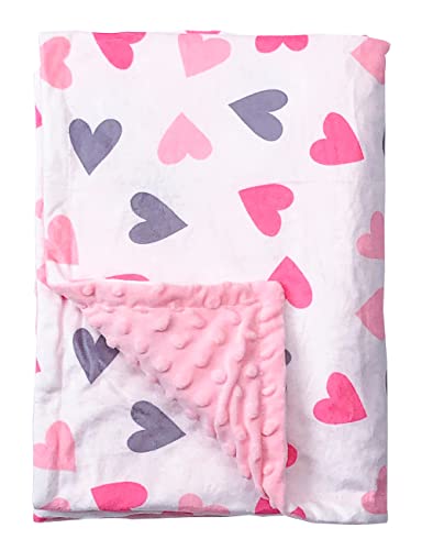 Image of Baby Blanket for Boys Girls Double Layer Soft Plush Minky Blanket with Dotted Backing, Toddler Baby Newborn Blanket Shower Gifts (Peach Hearts, 30 X 40 inches)