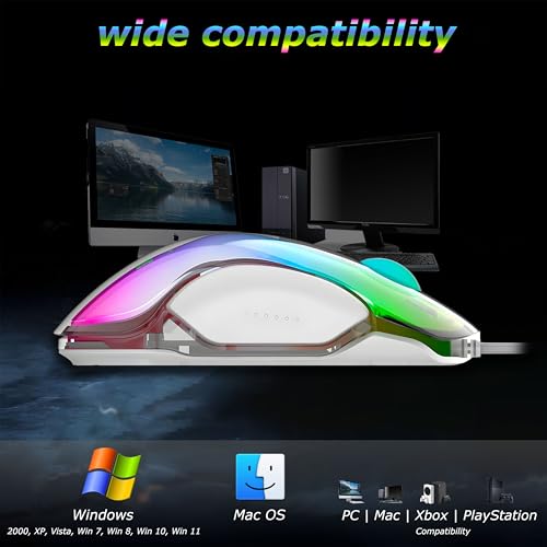 Image of Ant Esports GM610 7D Crystal Full RGB Gaming Mouse, Instant 825 Chip, 7 Adjustable DPI Up to 12800, Lightweight Mouse, 7 Buttons, Ergonomic Gamer Mice for Windows /Laptop /PC /Mac OS- White