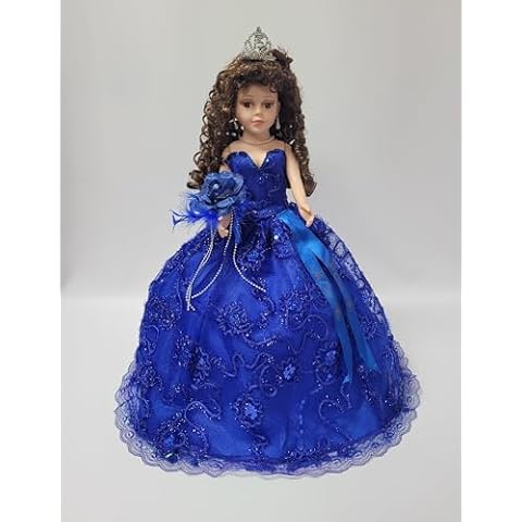 KINNEX COLLECTIONS SINCE 1997 18" Vinyl Quinceanera Umbrella Doll (Quince Anos) KB18725V-15 (Royal Blue) Cover
