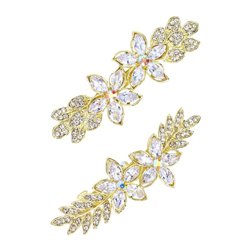 AMCAMI 2PCS Pinzas de Pelo Doradas, Hebillas de Pelo con Pedrería para Mujer, Accesorios de Pelo Elegantes para Boda y Eventos miniatura 1