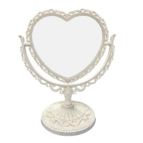 SAFEE MRROR Vintage Heart Mirror 360 Rotatable Double Sided Desktop Makeup Mirror Vintage Vanity Mirrors Decor Cosmetic Mirrors