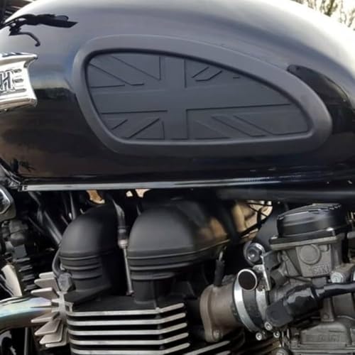 Image of KIMISS Motorcycle Tank Knee Pad, Fuel Tank Sticker Pad Protector Rubber Replacement for T100 T120 /Speed ​​Twin /Street Scrambler(black)