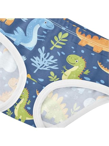 ZZKKO Blue Cartoon Cute Dinosaur Girls Underwear Toddler Panties for Girls Comfort Brief Size 2-8T4