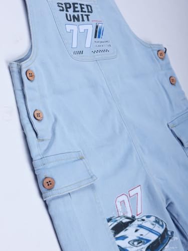 Image of KiddoPanti Unisex Denim Cargo Dungaree Shorts | 69.1% Cotton 29% Spun Poly 1.9% Spandex | Above Knee Length | Soft Breathable Summer Dungaree