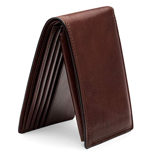 Bosca Men's Leather Wallet with Removable ID Passcase - Dolce Italian leather Wallet for Men 8 Card Slots, Bifold Design, Hand-Stitched Detailing, Polished Finish, Dark Brown2