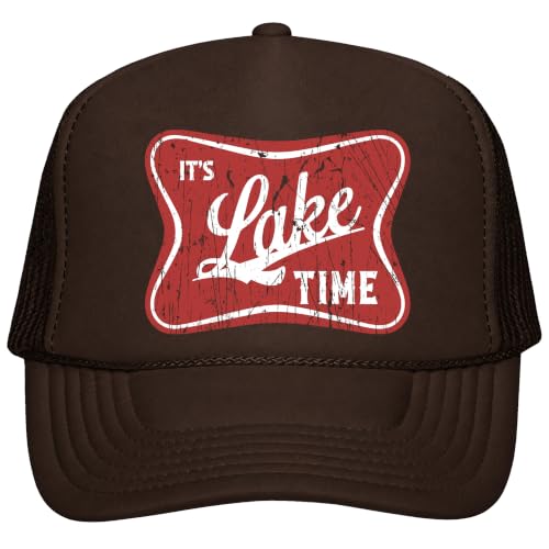 Image of It's Lake Time Summer Classic 5 Panel Foam Front Mesh Snap Back Trucker Hat