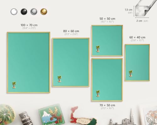 Pizarra magnética menta 60x40 cm con elegante marco dorado para organizar notas en la pared 3