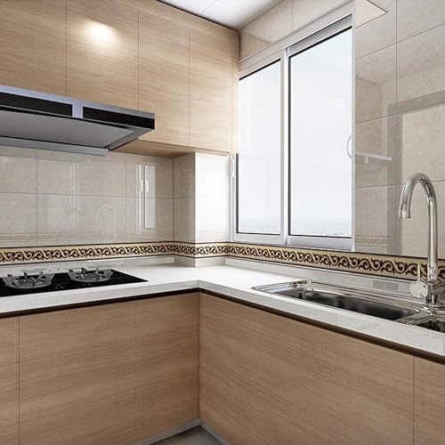 Papel de parede com borda de 500cm, imitação de azulejos de cerâmica, decoração retrô para chão, ban