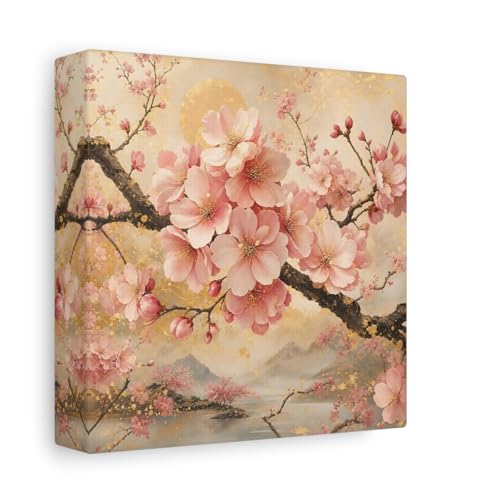 Tableau cerisier en fleurs compact pour habiller un mur vide au-dessus du canapé
