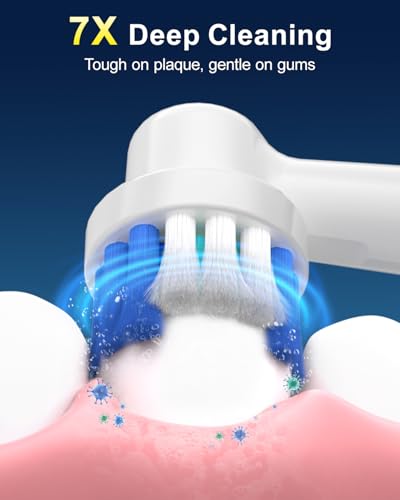 Image of Rotating Electric Toothbrush for Adults, 8 Brush Heads (2 Types) & Travel Case, 5 Cleaning Modes Rechargeable Power Toothbrush with 2-Minute Smart Timer, Blue