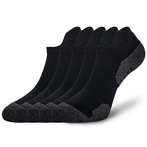 Weekend Peninsula 5 Pares Calcetines Running Deportivos Hombres Mujer, Calcetines Cortos Tobilleros Hombre Mujer Invisibles Bajos Antiampollas (EU 43-46, Negro - 5 Pares)