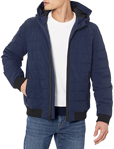 Image of DKNY Men's Quilted Performance Hooded Bomber Jacket