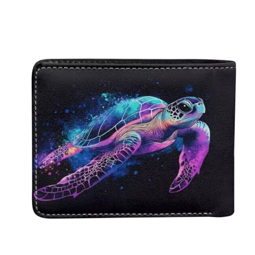 Image of Coldinair Colorful Sea Turtle Wallet for Teen Boys Kids Purse Wallets Leather Kids Boys Bifold Wallet for Children Teenager