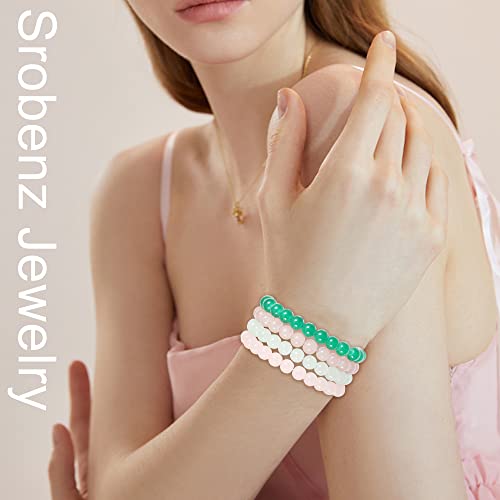 24 PCS 8mm Crystal Round Beaded Bracelets Set Healing Glass Stretch Bracelets for Women Men Round Beads Elastic Bracelets2