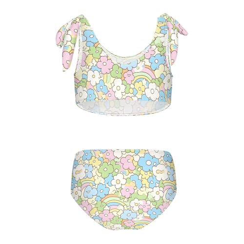 MNSRUU Girls Swimsuits Flowers Tankini Bathing Suits Bikini Set Swimwear2