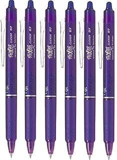 Pilot Purple / Violet Frixion Clicker Retractable Fine Rollerball Erasable Pens Pen 0.7mm Nib Tip 0.35mm Line BLRT-FR7 (Pack Of 6)