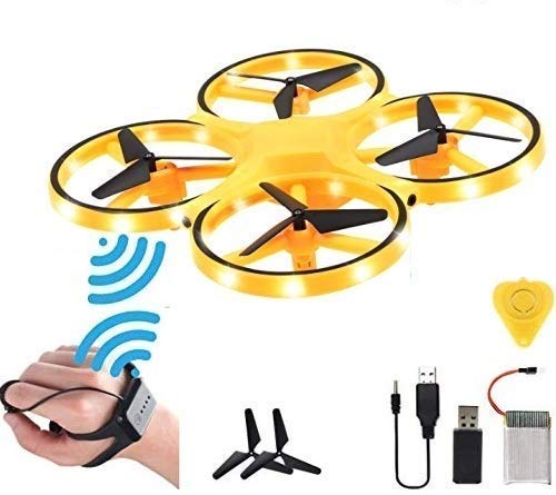 SE7EN Drone for Kids with Hand Free Operated Child Mini Drone with Innovative Watch Hand Control Quadcopter Remote Control 360° Flip Action LED Light Toy