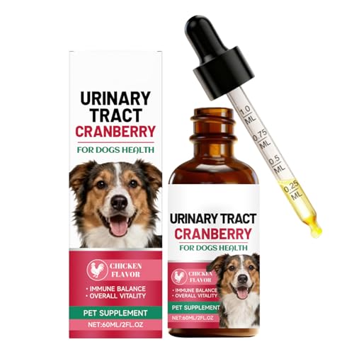 Uti-Behandlung Bei Hunden, Zur Unterstützung Der Blasengesundheit, 60 Ml, Harnwegstropfen, Natürliches Kräuterergänzungsmittel Mit Cranberry-Blasengesundheit, Sanfte Natürliche Formel, Für Hunde Aller