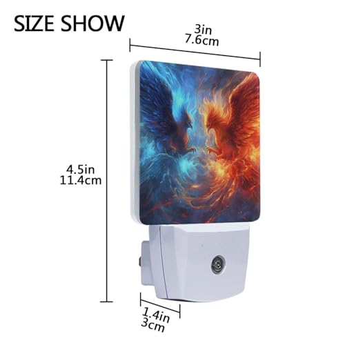 Image of Phoenix Red Blue Night Lights 2 Pack Plug-in Wall Led Nightlight Auto Dusk-to-Dawn Sensor Lamps for Bedroom Kitchen Bathroom