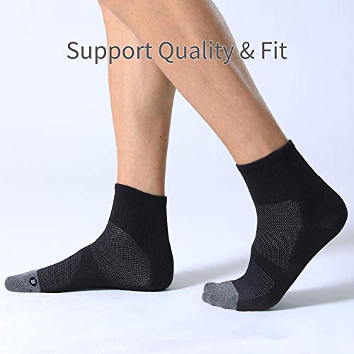 Fitrell 6 Pack Men's Athletic Ankle Socks Cushioned Sports Running Socks, Shoe Size 9-12, Black #TOP5