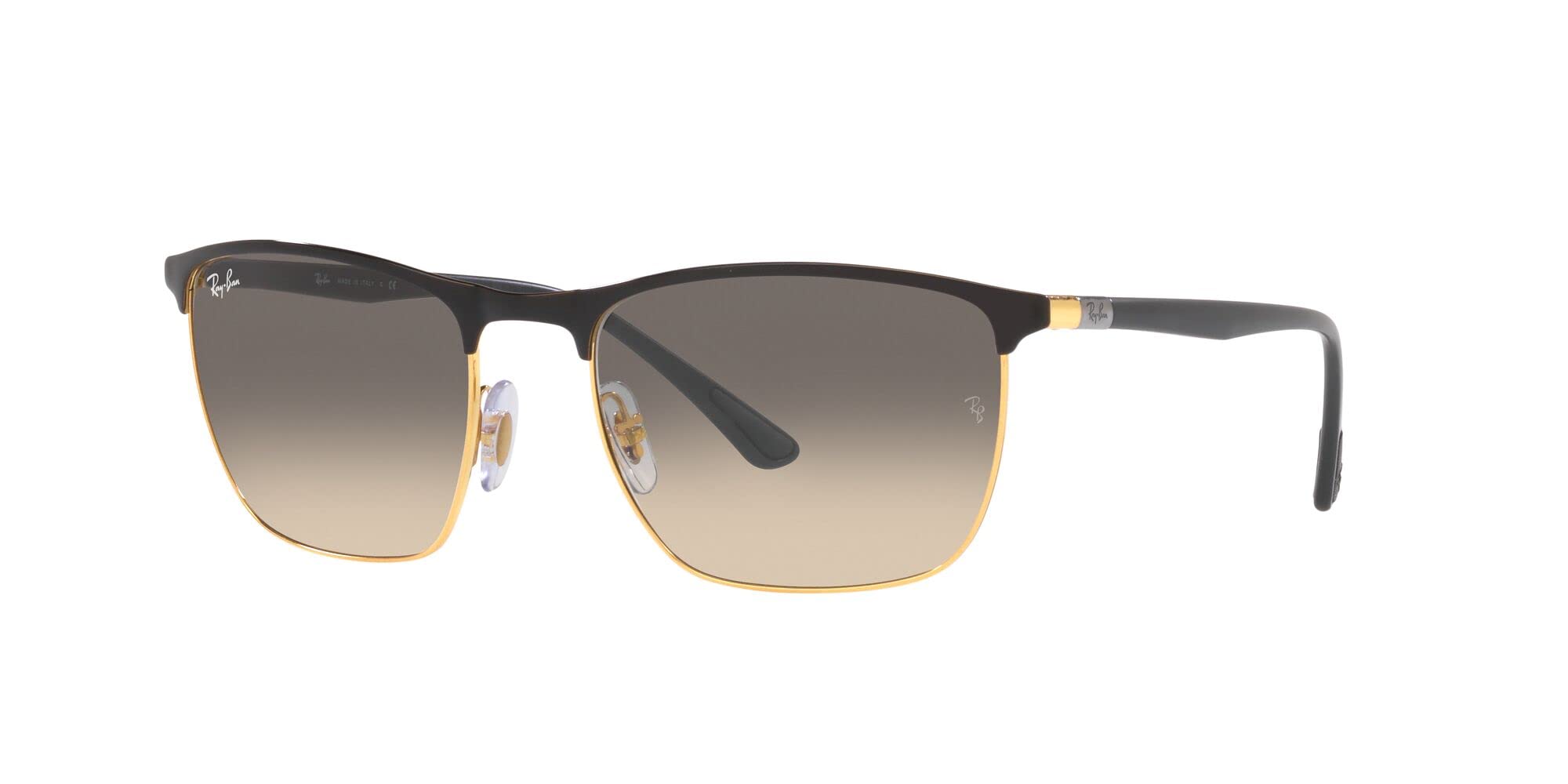 Ray-Ban RB3686 kwadratowe okulary przeciwsłoneczne - 57 mm, Czarny na złotym/przezroczysty gradient szary, 57 mm