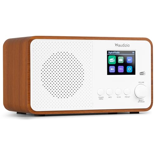 Audizio Avio Radio Dab+ Bluetooth, USB, Temporizador y Reloj, Pantalla TFT 2,4, Radio Digital para Casa, Cocina y Dormitorio, Potencia de 30W, Entrada aux, Diseño Compacto y Elegante. Color Blanco