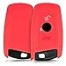 Produktbild kwmobile Autoschlüssel Hülle kompatibel mit BMW 3-Tasten Funk Autoschlüssel (nur Keyless Go) - Silikon Schutzhülle Schlüsselhülle Cover in Rot