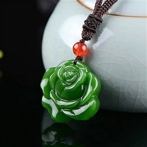 Colgante de jade natural amuleto de conexión espiritual tallado rosa 5