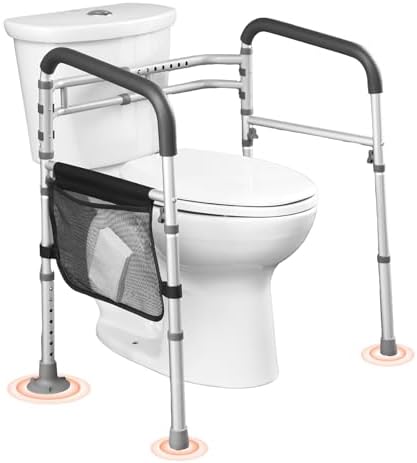 VEVOR Toilet Safety Rail, 300 LBS Foldable Toilet Seat with Non-Slip Handles, Portable Versatile Toilet Handrails with Reinforced Aluminum Alloy Tube, Fit for Seniors, Pregnant Women & the Injured