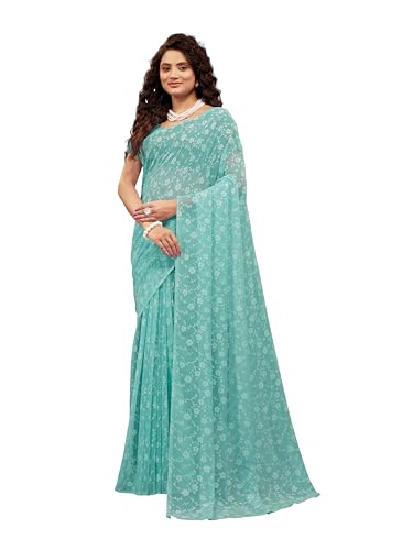 Image of Garden Vareli Viscose Brasso Floral Print Saree