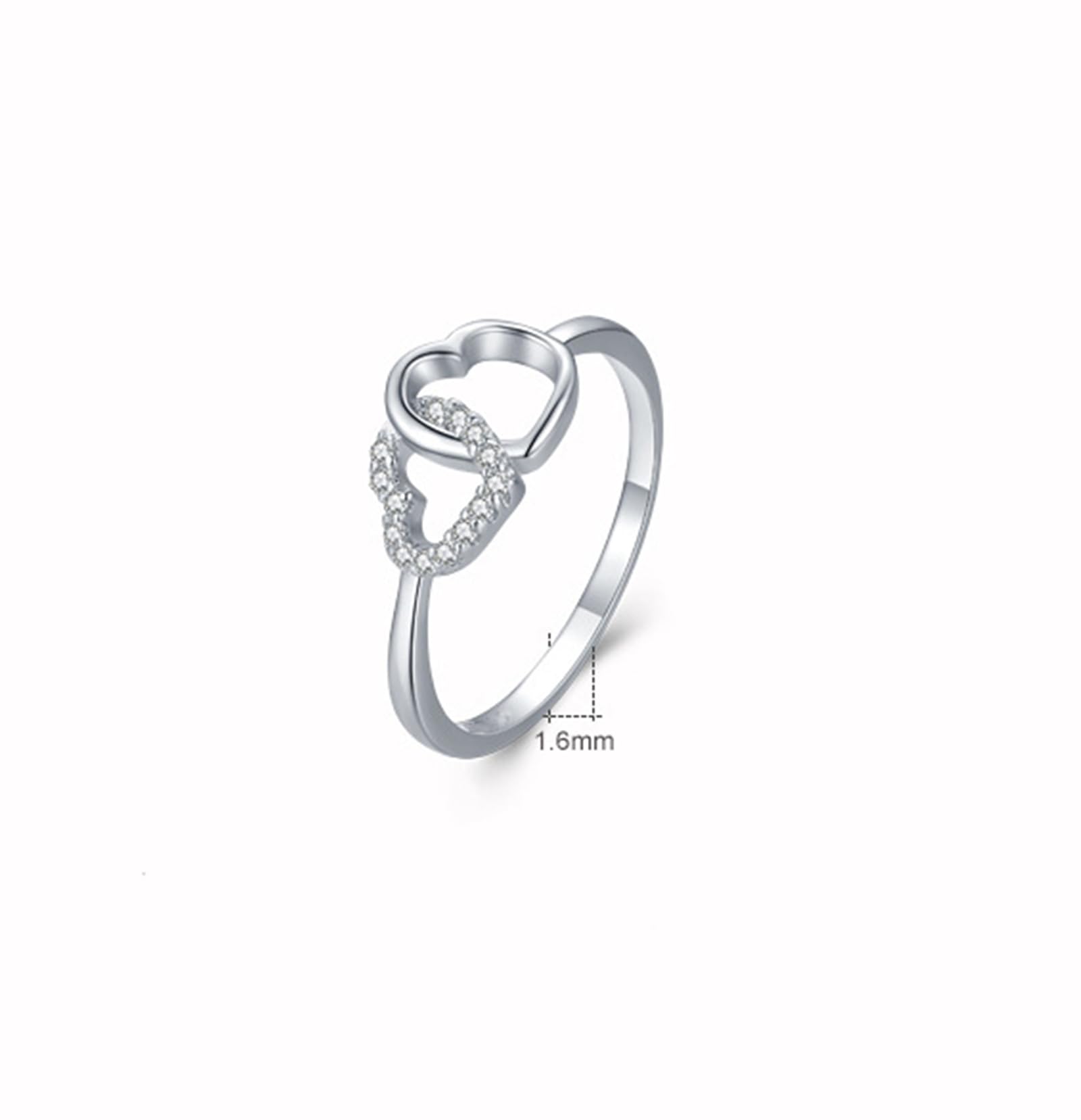Fedi nuziali in oro bianco, anello di fidanzamento in vero oro con cuore con diamanti