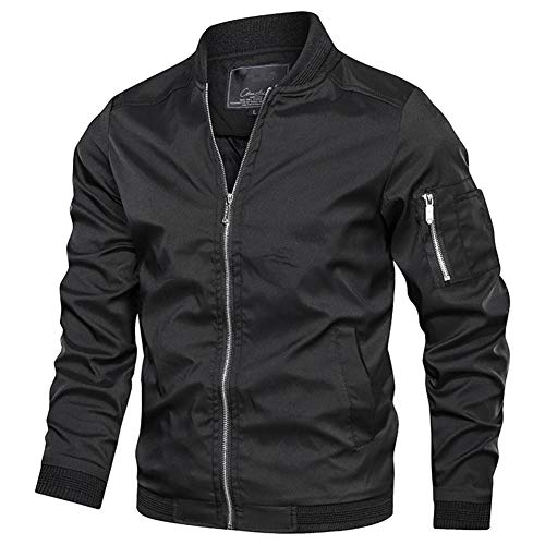 CARWORNIC Chaqueta de béisbol ligera para hombre, estilo informal, para deportes al aire libre, cortavientos con cremallera, Negro, M Cover