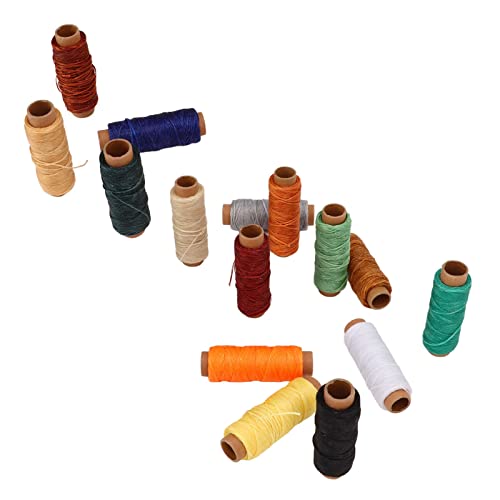 15 hilos encerados para coser cuero, hilo de coser recubierto de cera de poliéster, 50 metros, 15 colores para billeteras, bolsas y pulseras miniatura 6