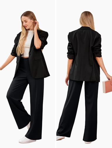 TOPYOGAS Women's Wide Leg Dress Pants Stretch High Waisted Work Pants Business Casual Slacks with Pockets