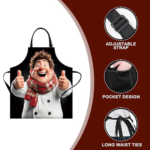 Image of Nuxovilar Cute Cooking Kitchen Apron, 26.77 * 30.7 Inches, Essential for Kitchen Cooking, Baking, Festive Gatherings