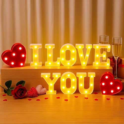 Honoson 10 Pcs I Love You Light up Sign Romantic