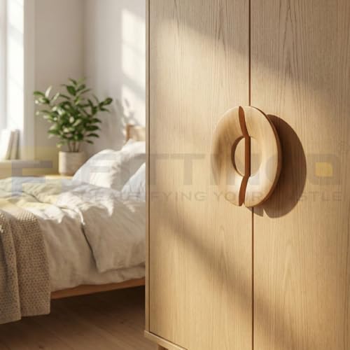 Image of Teak Wood Wooden Wardrobe Handle /Cabinet Handle /Wardrobe Door Pull Handle (6 x 3 Inch) Natural Wood Finish-| 3 Years Warranty |