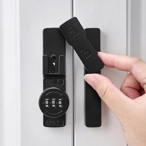 Wocoe Matte Black 180 Degree Mechanical Password Lock, 3-Digit Combination Keyless Flip Latch for Barn Door, Windows, Cabinets, Garden, Bathroom, Privacy Protection