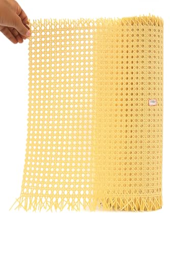 Image of AJ Cane Store Plastic Hexagon Pattern PVC Webbing for Caning Projects Natural Pre - Woven Open Mesh Cane - PE Rattan Cane Webbing PVC Rattan Roll Cabinet Chair Size (18x24 inch)