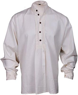 GothikShop Men's Pirate Renaissance Shirt Medieval Caribbean Hippie Costume Small Off-White