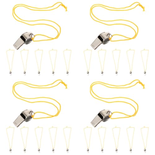 Silbatos deportivos de acero inoxidable con cordón 24 piezas miniatura 1