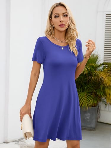 Image of KORSIS Summer Women's Dress Casual T-Shirt Short Sleeve Dresses Swing Flowy Beach Vacation Work Sundress with Pockets