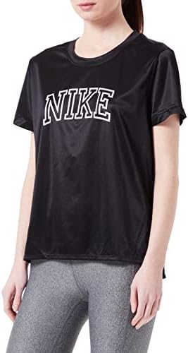 NIKE DQ6371-010 W NK DF Swoosh Run SS TOP Sweatshirt Women's Black/White/White XS