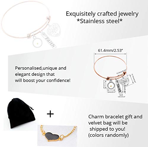 Image of Uloveido Stainless Steel Tree of Life Bangle Mustard Seed Pendant Faith Cuff Bracelet Gifts for Women Teen-Girls Y639
