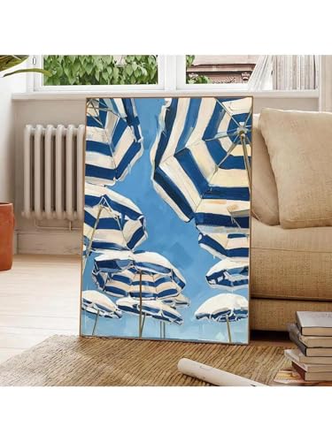 Impression toile parapluies bleus déco bord de mer pour salon - 4