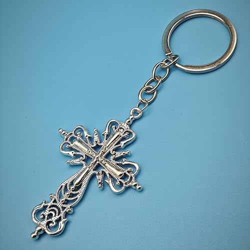 Image of Stainless Steel Christian Cross Keychain, Rust-Proof for Men /Women, Ideal Gift for Baptism /Christmas /Church