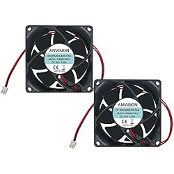 ANVISION Paquete de 2 ventiladores de refrigeración sin escobillas de 80 mm x 25 mm CC 24 V, rodamiento de bolas doble