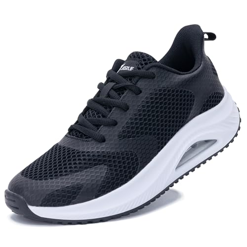 JOYFON Women's Arch Support Walking Shoes Breathable Orthotic Gym Nurse Tennis Sneakers for Plantar Fasciitis Foot Pain Black Size 10.5