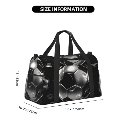 Soccer Black Travel Duffel Bag Lightweight Waterproof Carry On Tote Bag Foldable Weekender Overnight Bags Sport Gym Bag For Women Men4